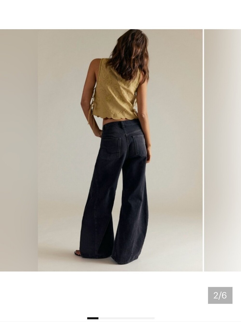 We The Free Wide Leg High-Rise Jeans in Black Denim - Eden High Slouchy Flare - Picture 3 of 4